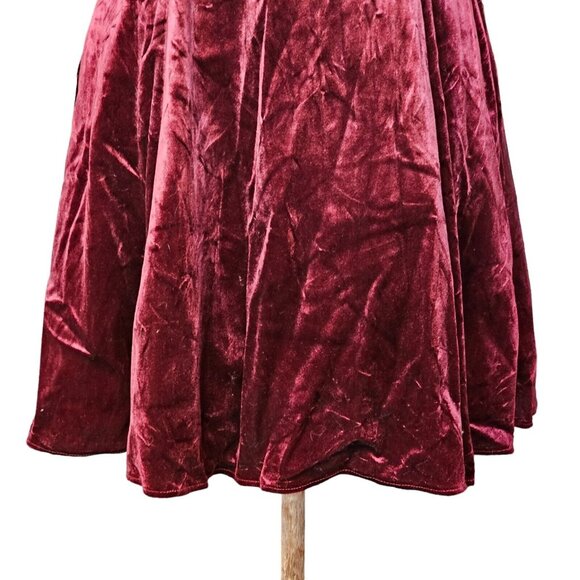 Vintage Womens Medium Velvet Formal Dress Strappy Back Fit N Flare‎ 90s Burgandy - Picture 4 of 11